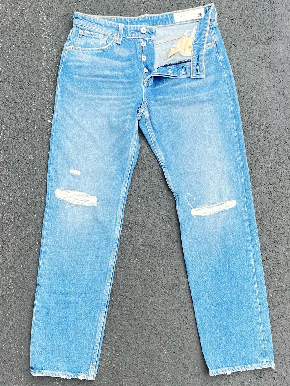 rag & bone Rosa Mid-Rise Boyfriend Jeans  light blue wash Size 26 BNWT